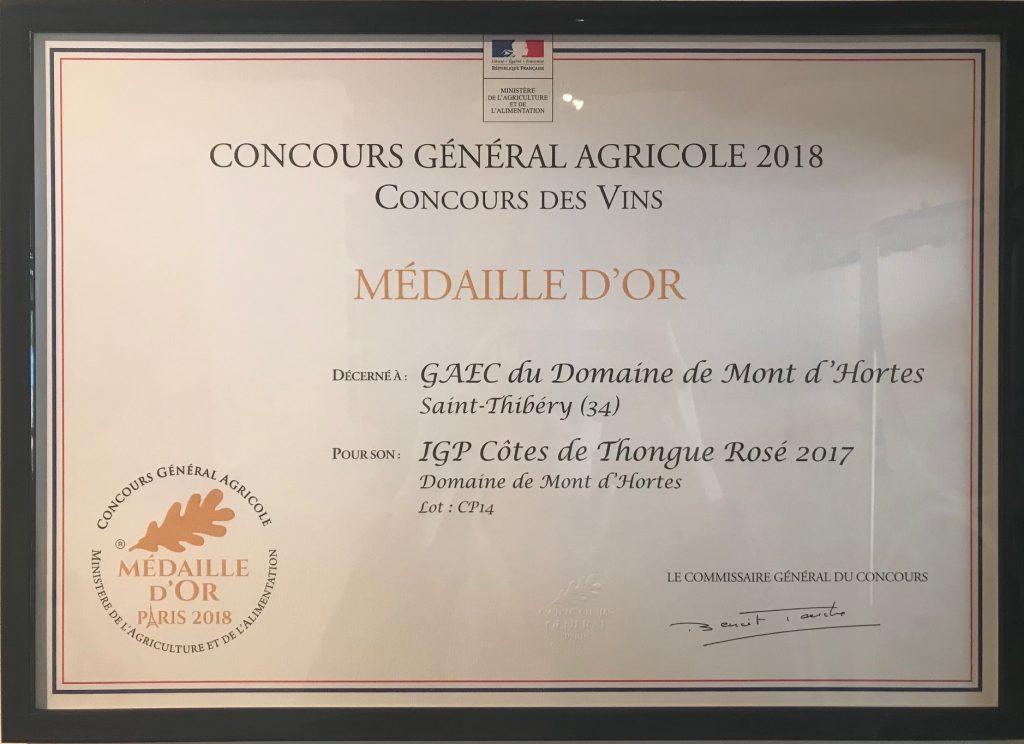 Concours Général Agricole 2018 : Médaille d'or